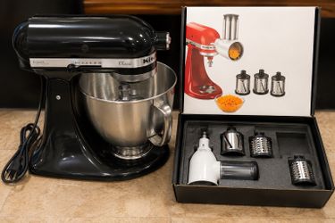 KitchenAid Classic Stand Mixer + Fresh Prep Slicer/Shredder Attachment – Complete Set