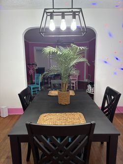 Custom Black Dining Table Set With 4 Chairs