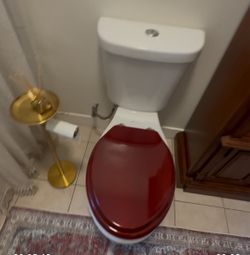 Red wooden toilet seat
