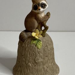 Towle Bone China Bell with Raccoon on Top 4” Tall
