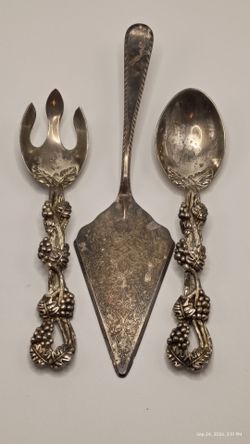 Antique Silver-plated Serving Set 3 Pieces