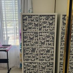 ✨ IKEA KALLAX 3x4 Shelf + Butterfly Bins – White ✨