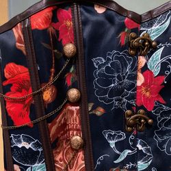 Medium Floral Corset With Vintage Hook Closures 