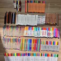 200+ Markers, Colored Pencils & Gel Pens Lot – Sharpie, STABILO, Crayola, Koh-I-Noor, Mondo Llama