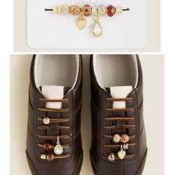 women’s J. Crew shoelace shoe teardrop charm pack - Rose Gold or Forest 