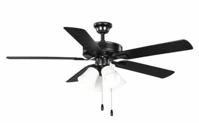 0627: Brand New Progress Lighting P250077-31M-WB AirPro E-Star 52" Ceiling Fans, Reversible blades, Large, Black