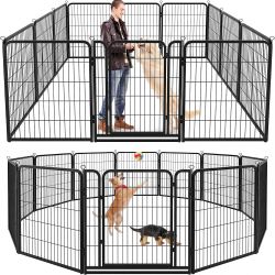 Dog Playpen Outdoor Extra Wide 12 Panels Heavy Duty Dog Fence 47" Anti-Rust Coating-Strengthened Dog Fence with Doors Portable for RV Camping Yard, To