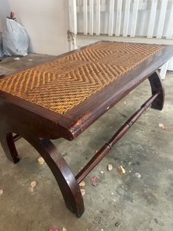 Gorgeous bamboo weave & wood coffee table