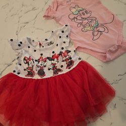 DISNEY MINNIE MOUSE DRESS Sz 2T LITTLE Kids And Disney Baby Onesie Sz 2TSee DESCRIPTION 