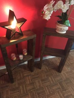 Honey walnut stain side table set