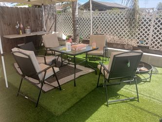 Patio set with fire pit