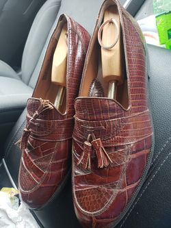 Stacy Adam's mens size 12 Santana cognac leather snakeskin shoes with cedar travel shoe trees. Make offer