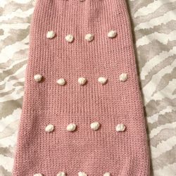 Adorable Pink Knitted Dog Sweater Hat Set