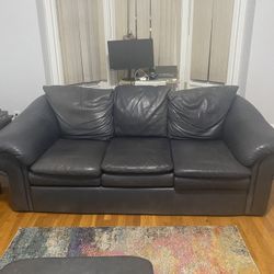 Two Leather Couches and Foot Stand for Sale