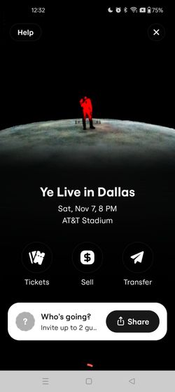 Kanye West Tickets AT&T Stadium Floor Seats/General Admission Dallas, Texas