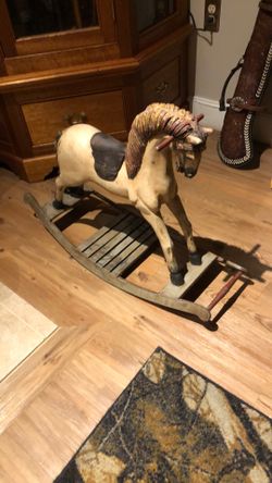 Vintage Hand Carved RockingHorse With Horse Hair Tail