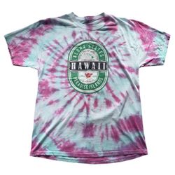 HAWAII ALOHA STATES PARADISE ISLANDS TIE DYE T SHIRT UNISEX SIZE L