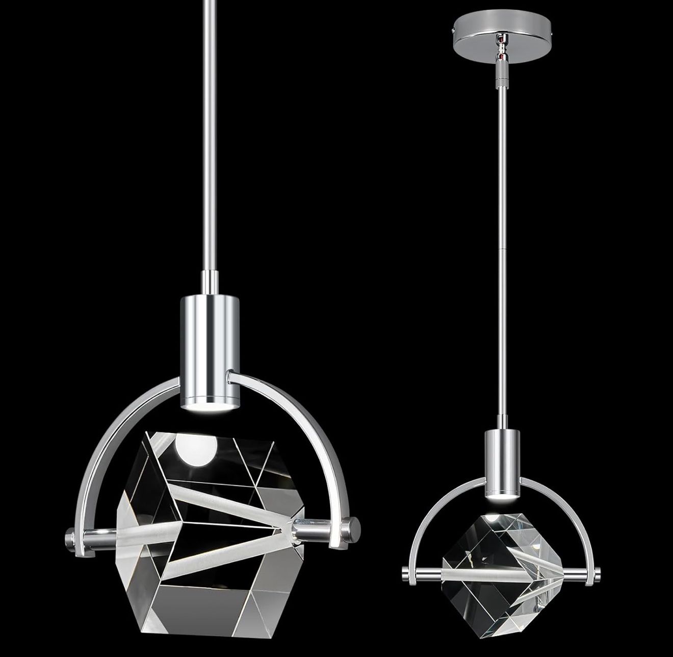 Pendant Ceiling Light Fixture Modern Mini Integrated LED Hanging Light, Crystal