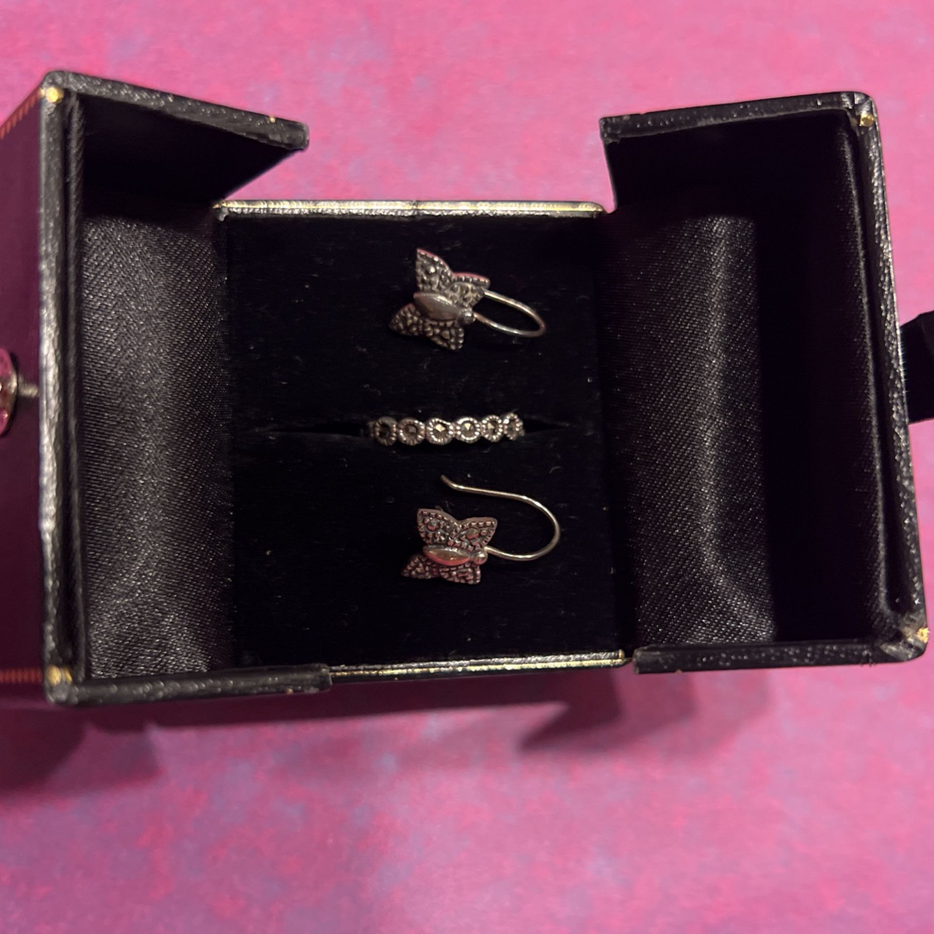 Silver Vintage Earrings With Silver Vintage Ring Butterflies