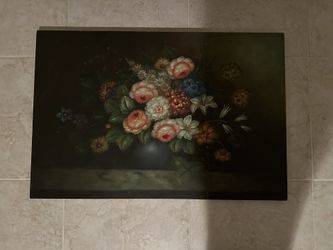 Art Work Floral Arrangement In Vase Oil Painting On Canvas