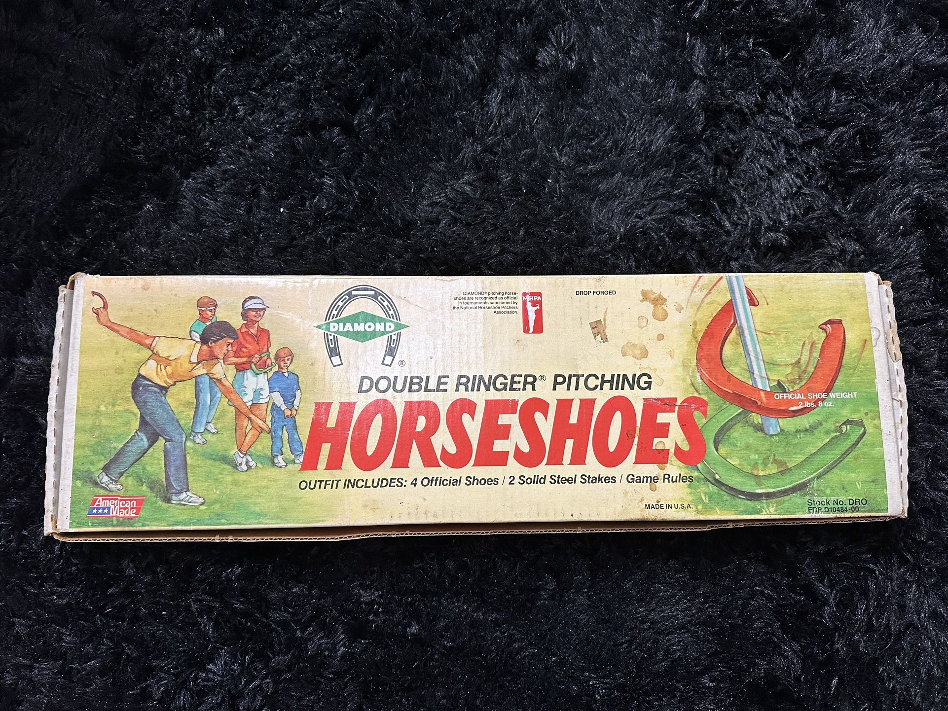Vintage Diamond Double Ringer Pitching Horseshoes Official NHPA Horse Shoe Game Complete in original box.