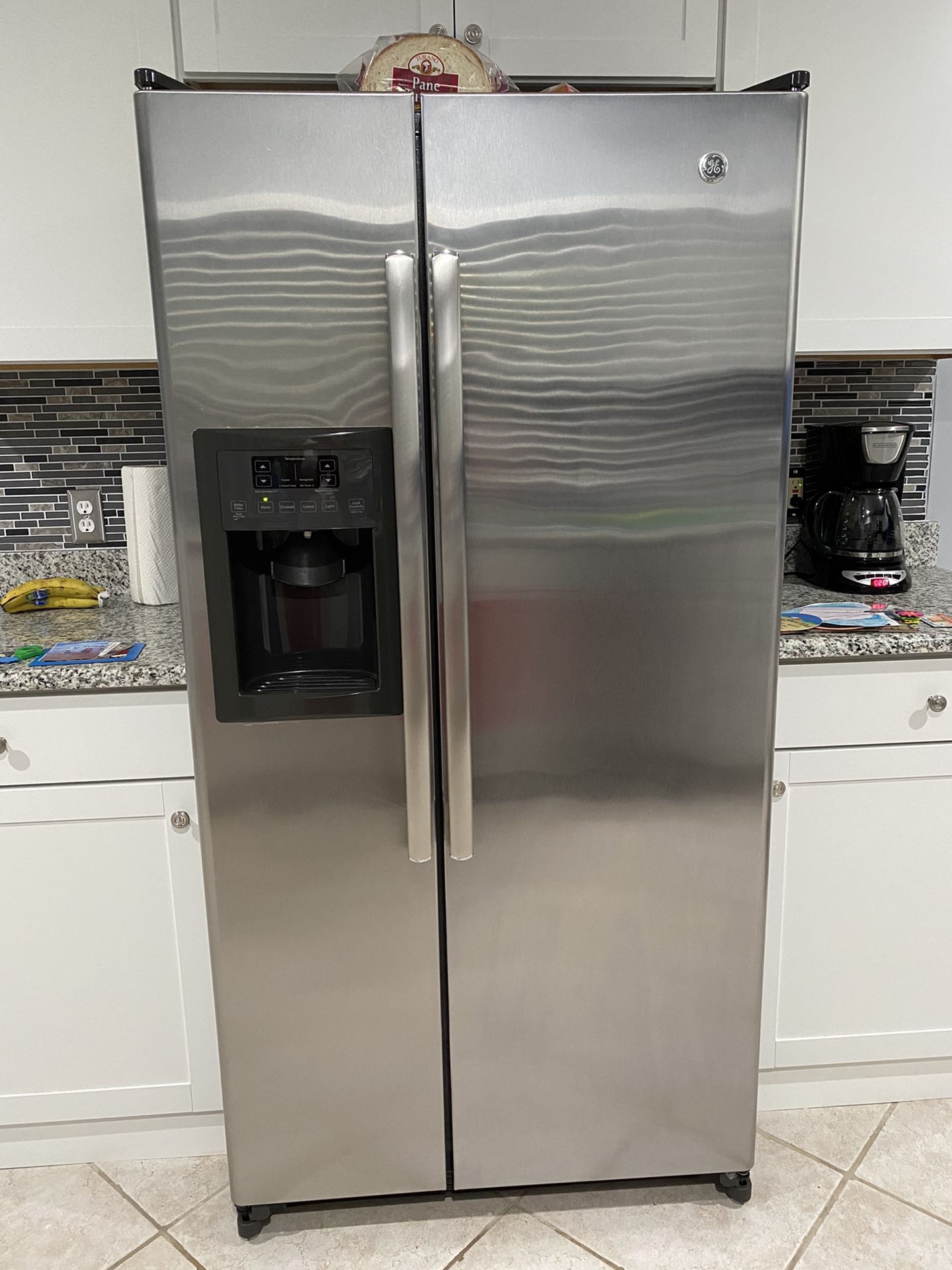 GE stainless steel side by side refrigerator