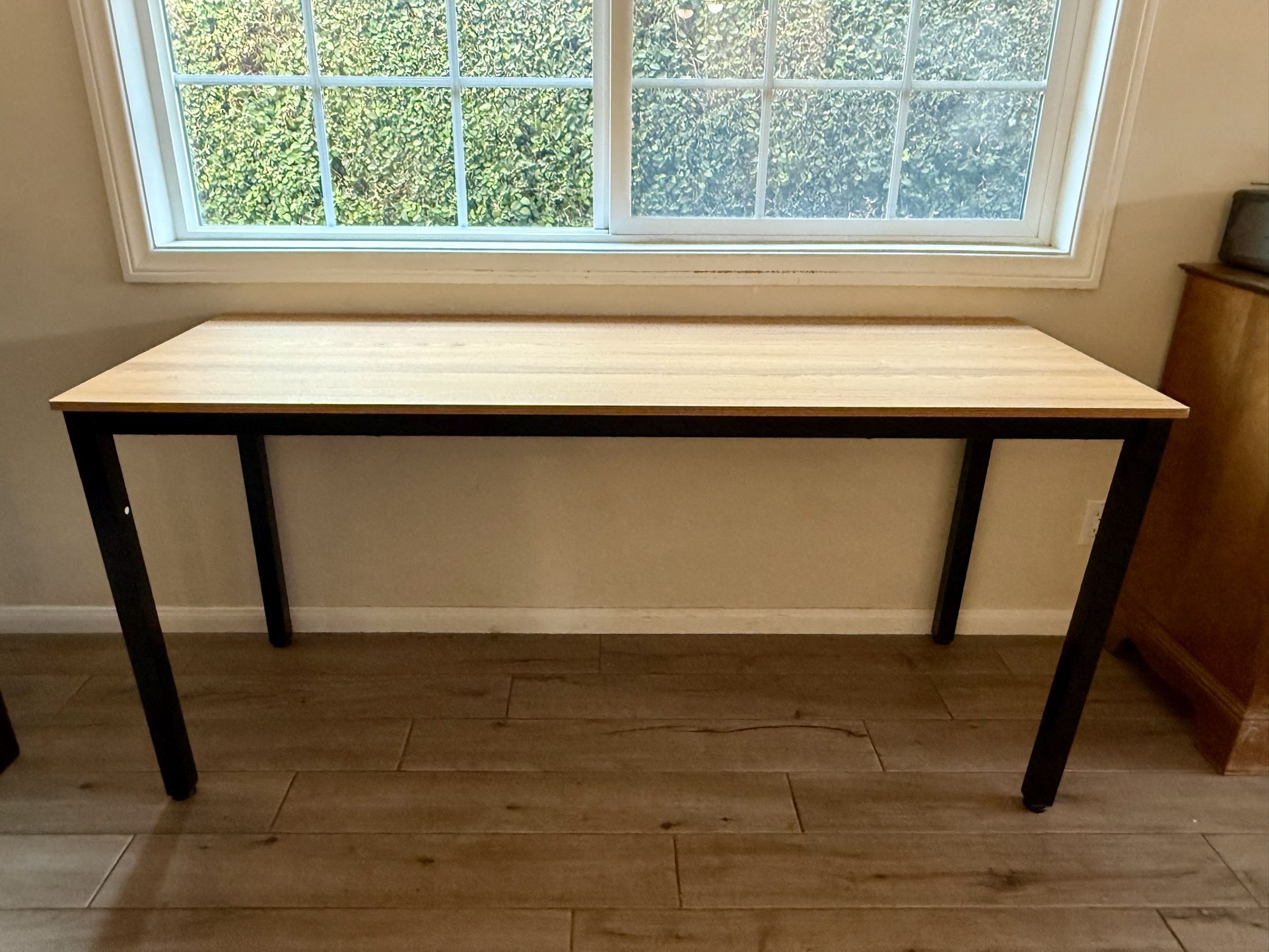 63” Teak-Black Computer Desk / Table