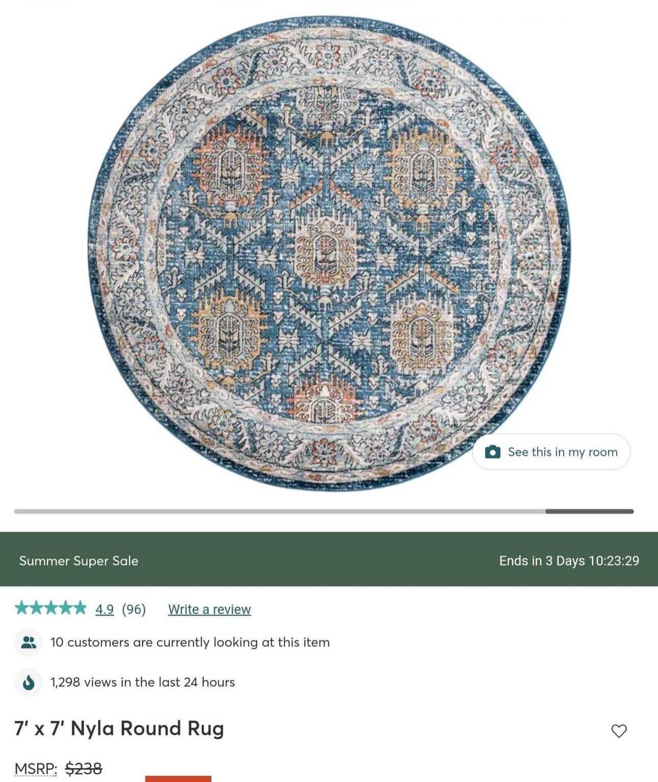 Round blue rug