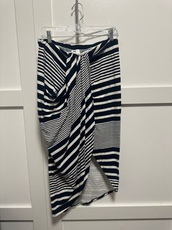 Black and White Striped Midi Skirt