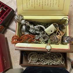Suitcase Filled Of Old Costume Jewelry