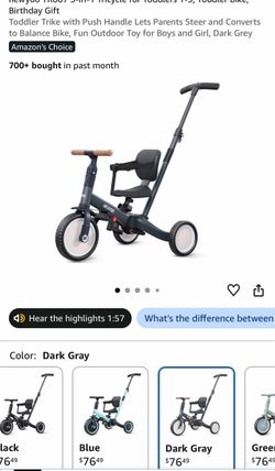 Newyoo 3-in-1 Toddler Tricycle Dark Gray