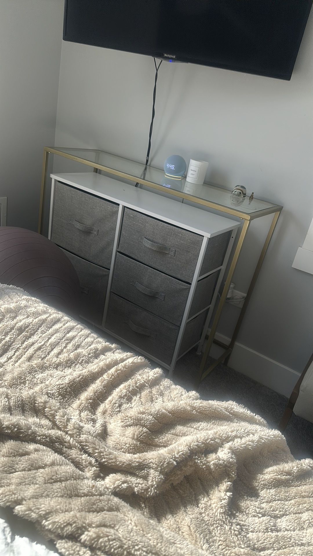White And grey Fabric Drawer Chest