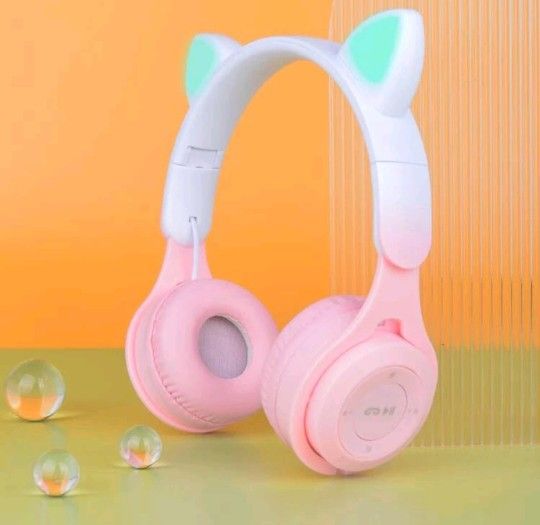 New Cat Ear Bluetooth Headphones Gradient Color Wireless Headset For Girls