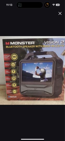 Monster Vision 2 Portable Bluetooth Speaker & 15.6in Tv Screen