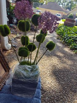 Artificial Allium Floral Arrangement in heavy planter