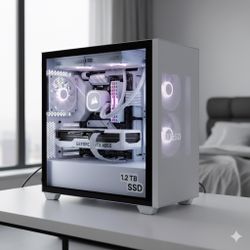 Custom White Gaming PC: Intel i9-9900K, NVIDIA RTX 4060, 1.2TB SSD