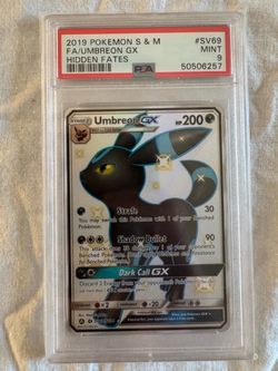 2019 POKEMON SUN & MOON HIDDEN FATES #SV69 FA/UMBREON GX PSA 9 MINT