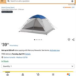 Suisse sport dome tent 3 person