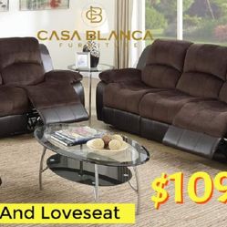Sofa And Loveseat W/Recliners.