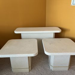 Four Tables/End Tables- Speckled Faux Stone Finish- Used, Good Condition. Set of 4