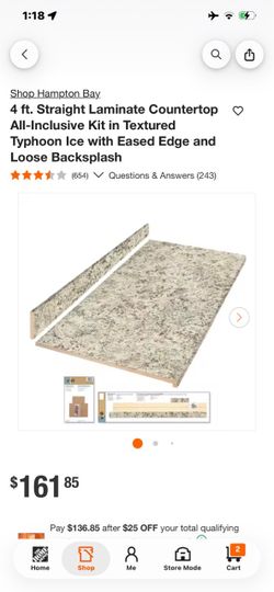 Hampton Bay 4 ft. Laminate Countertop Typhoon Ice