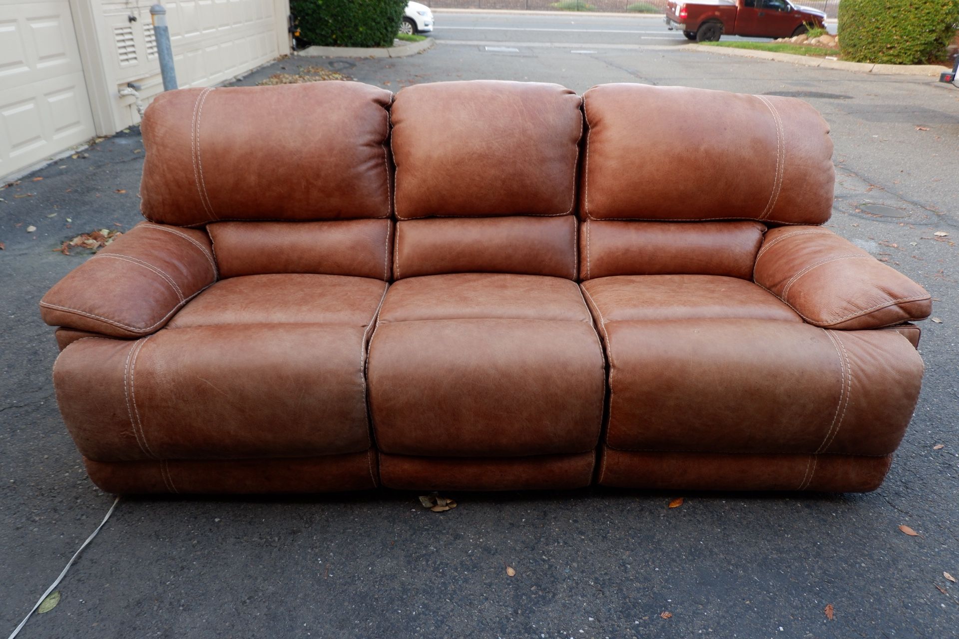 Free Delivery - Brown Leather Power Reclining Sofa - Comes Apart for Easy Moving!