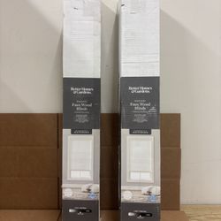 New Pair of 30” x 64” White Faux Wood Blinds
