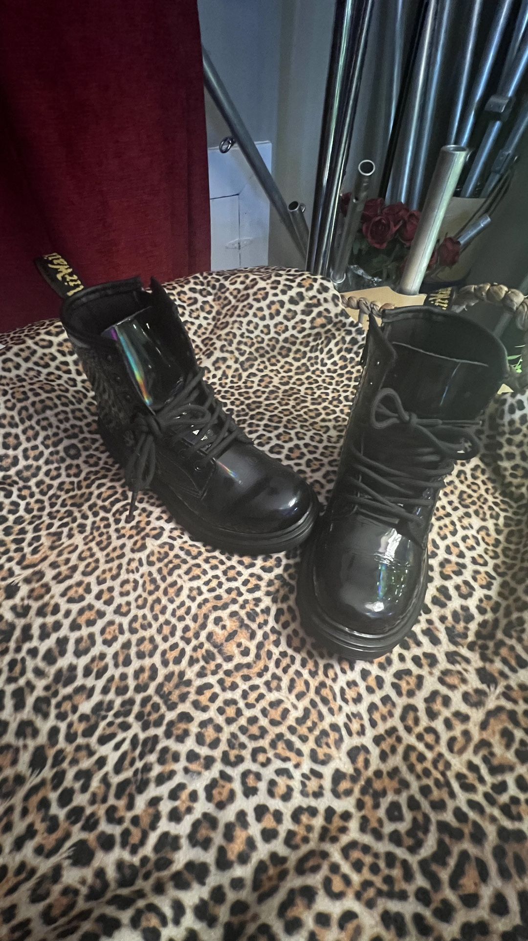 Children Black Hologram Doc Martins Boot