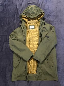 Zara Kids Hooded Winter Parka – Olive Green / Gold Lining