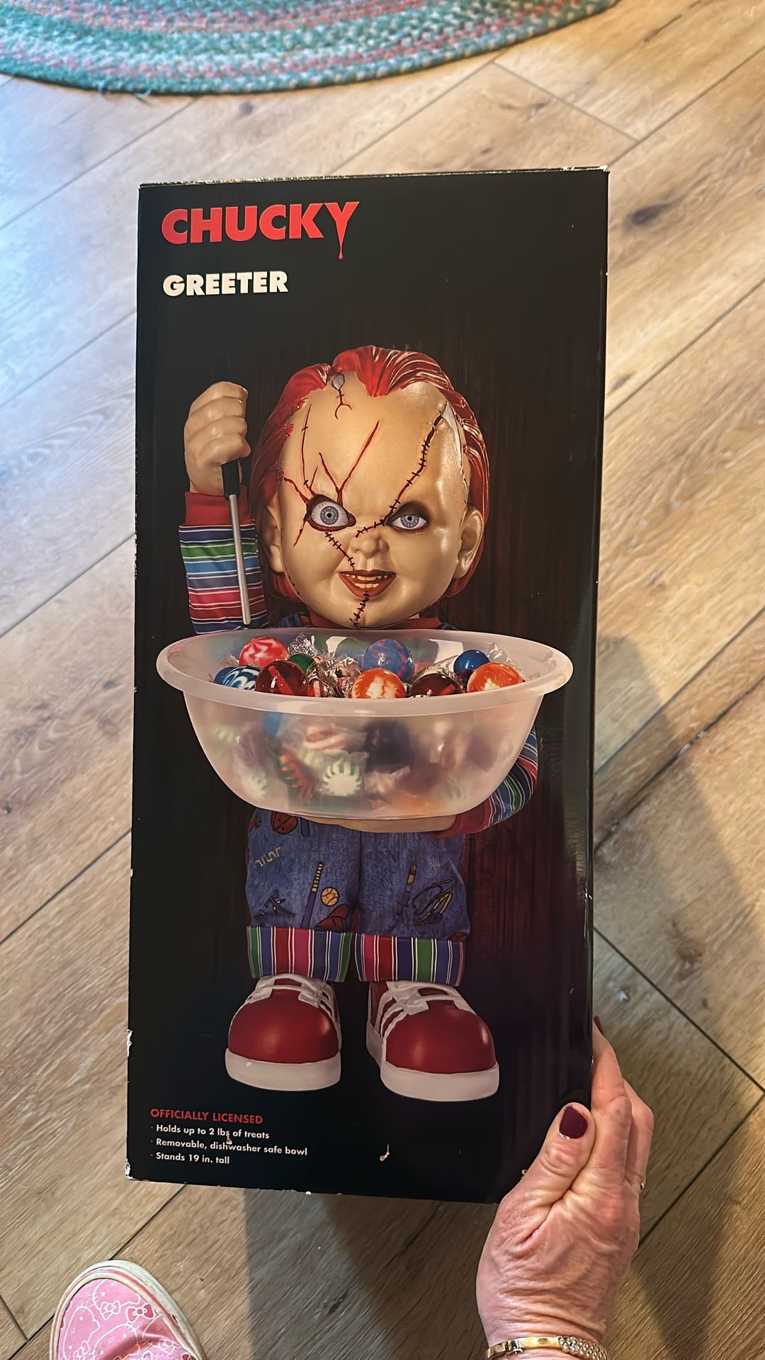 CHUCKY stands 19 inches tall can hold up to 2 pounds brand new from spirit store $45