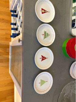Set of Crate and Barrel Holiday Appetizer Plates