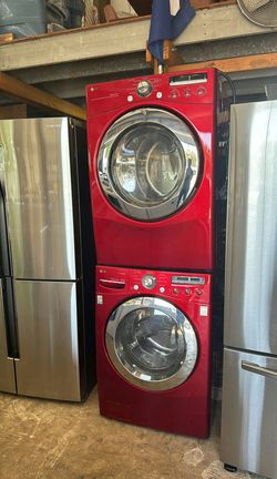 LG Front Load Set Red - Stackable Large Capacity