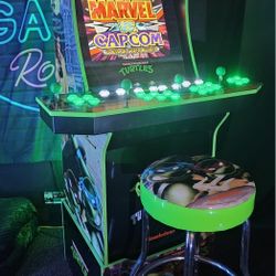 Retro TMNT Arcade1up Cabinet With Over 15,000 Video Games and Matching Stool