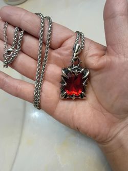 Dragon Claw Red Stone Pendant Necklace